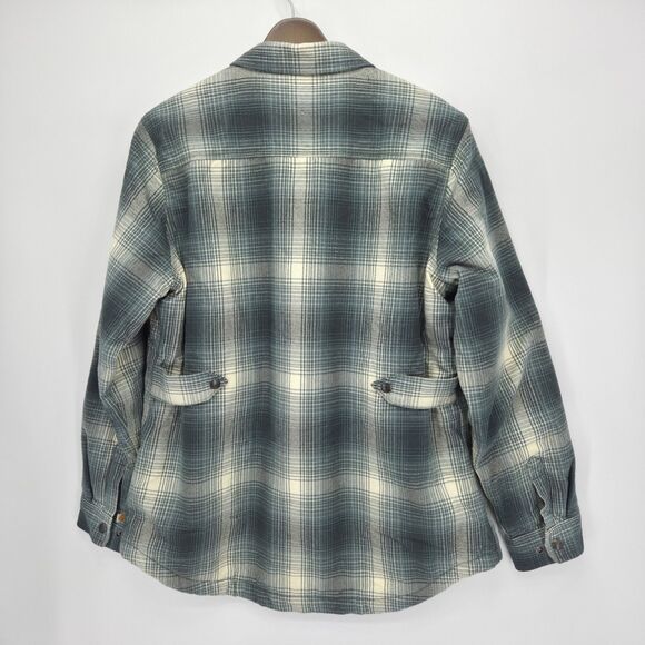 Carhartt Womens Hubbard Sherpa Lined Shirt Jacket Green Plaid Size Large - Picture 2 of 4